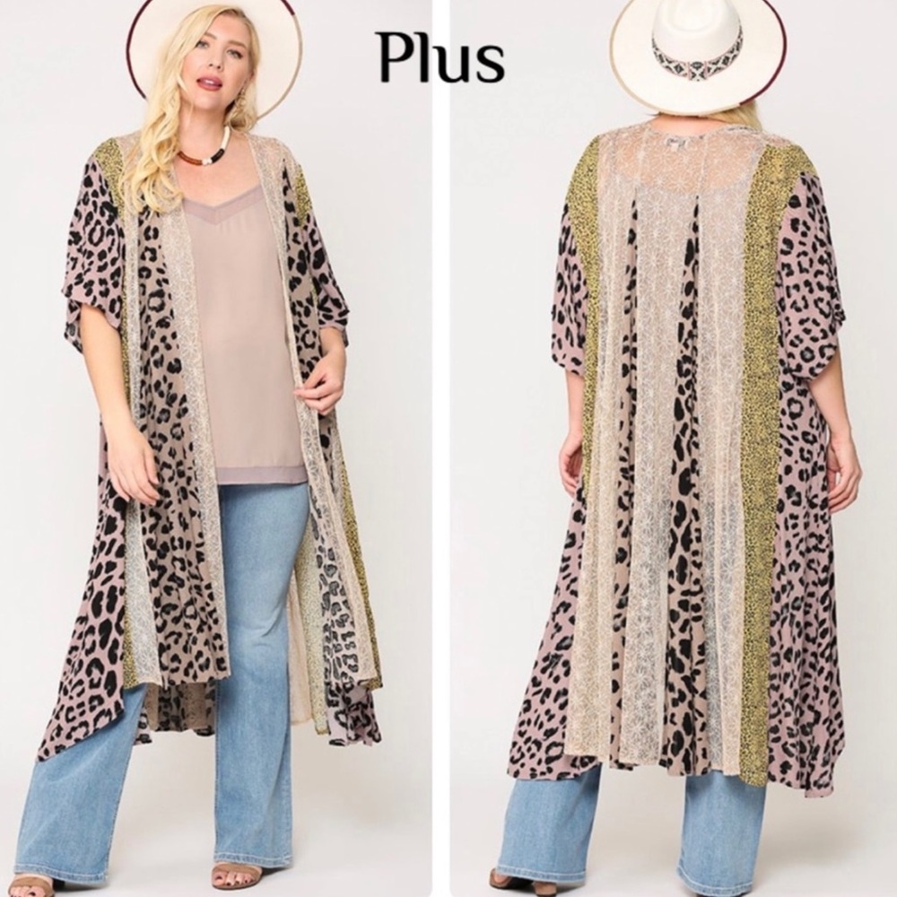 PLUS SIZE LEOPARD KIMONO